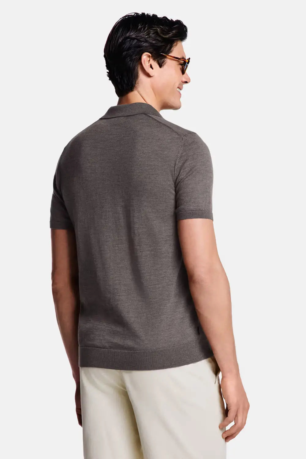 Collarless Knit Polo