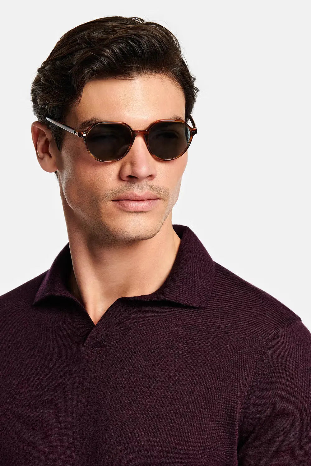 Collarless Knit Polo