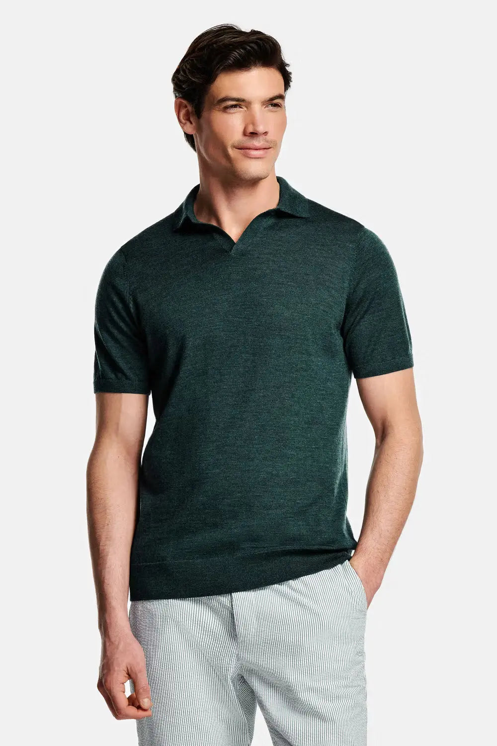 Collarless Knit Polo