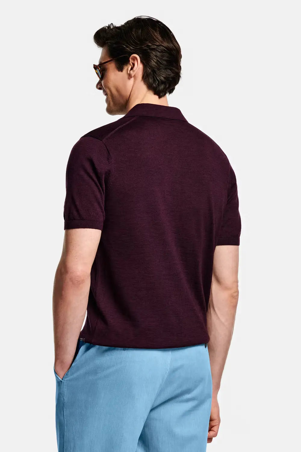 Collarless Knit Polo