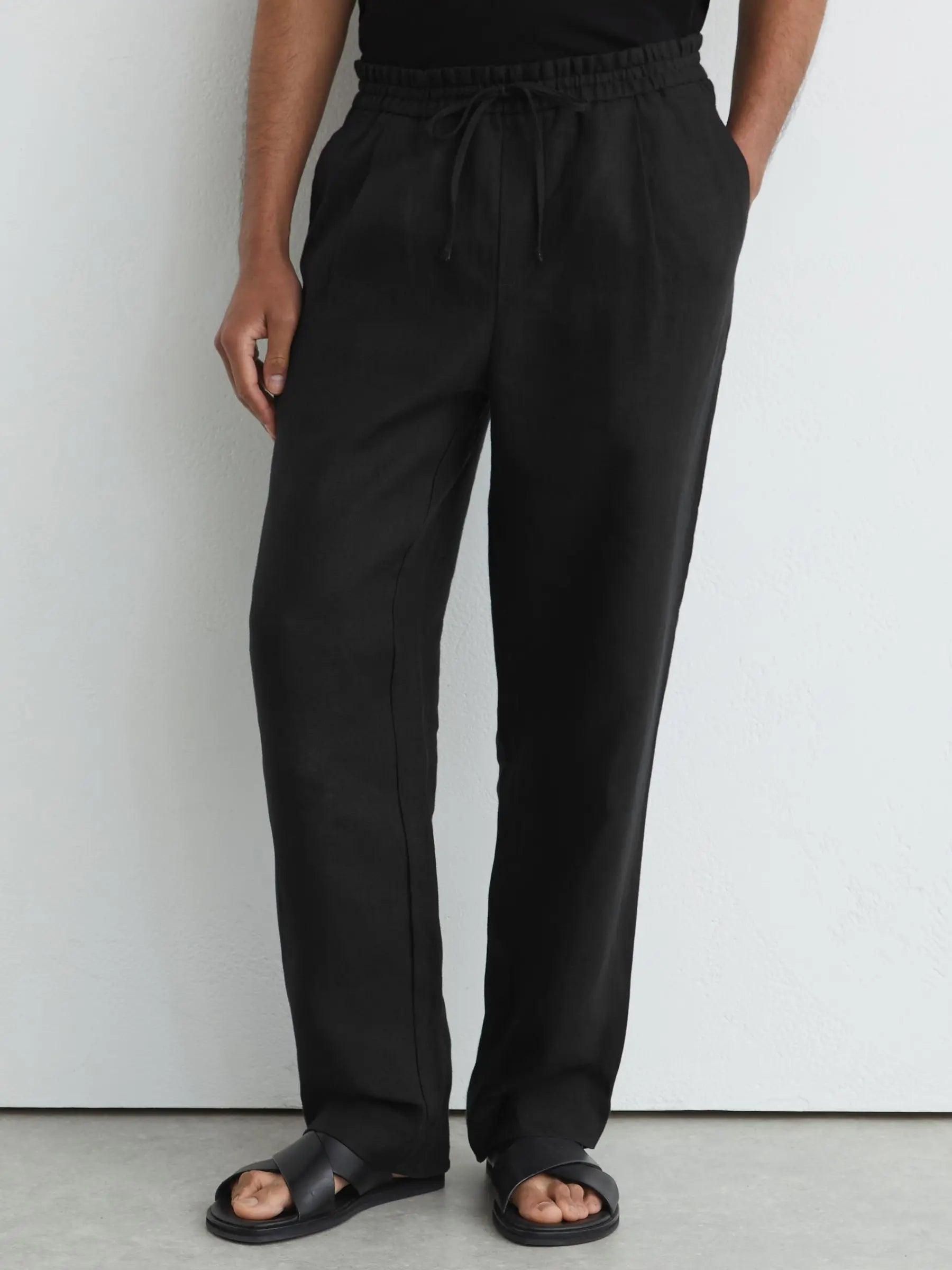 Washed Linen Trousers, Relaxed Fit