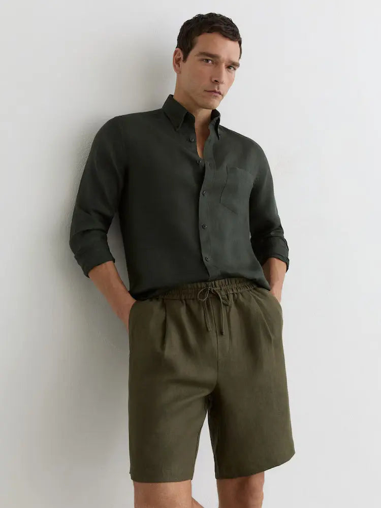 Linen Shorts, Drawstring Waist