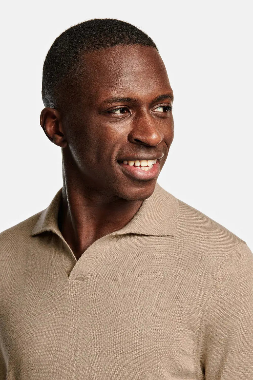 Collarless Knit Polo