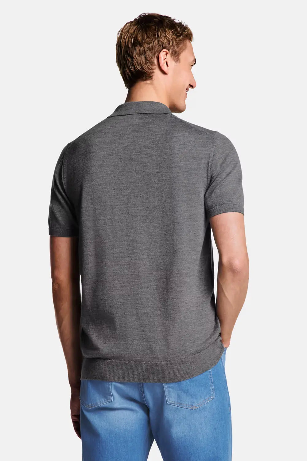Collarless Knit Polo