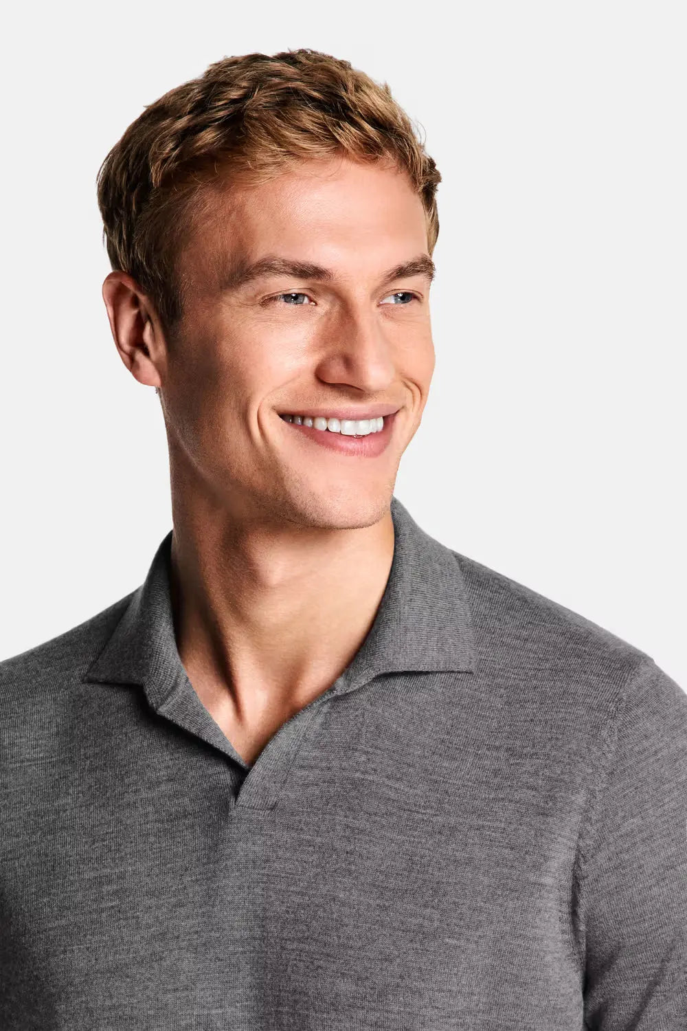 Collarless Knit Polo