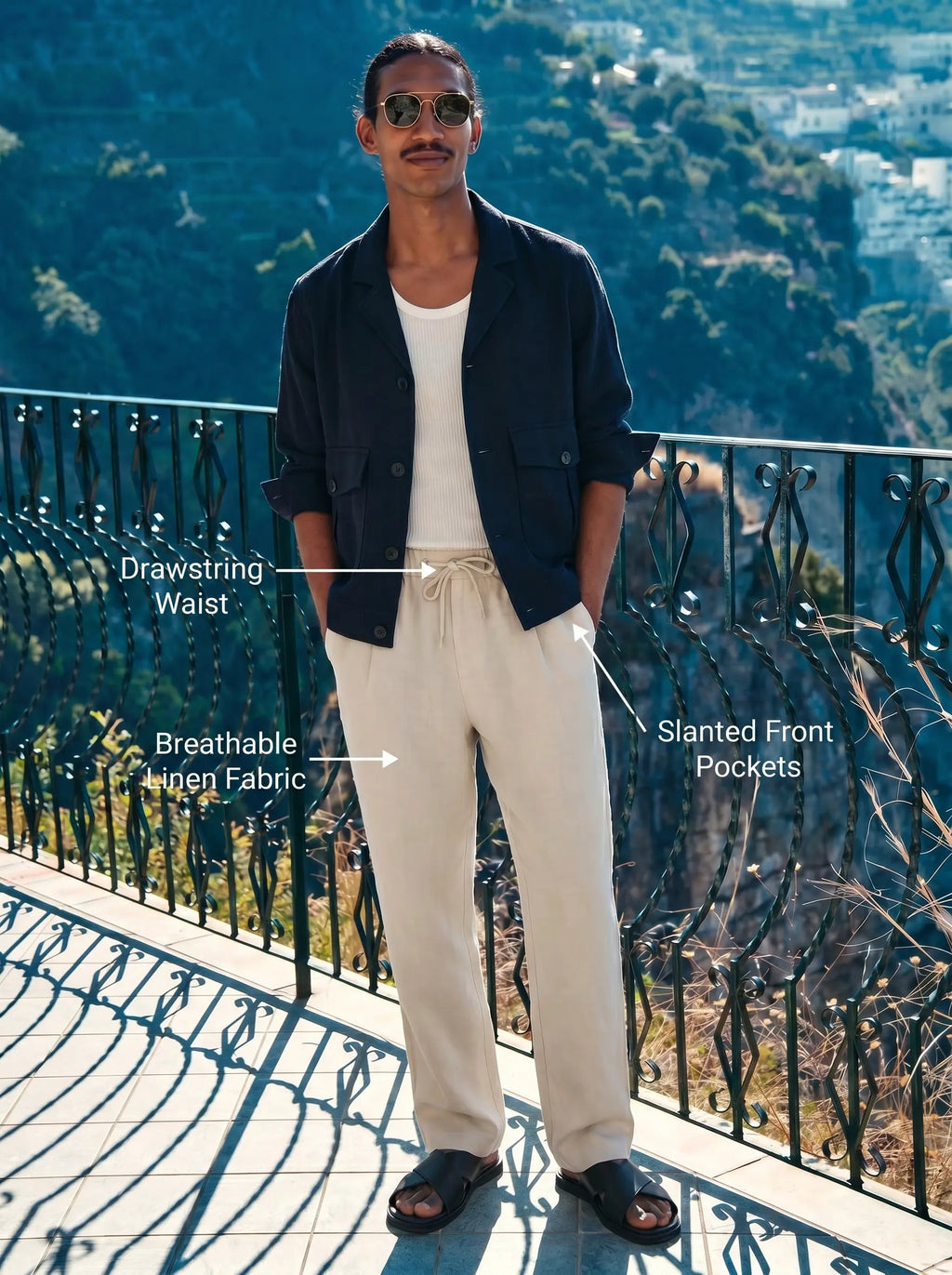 Washed Linen Trousers, Relaxed Fit