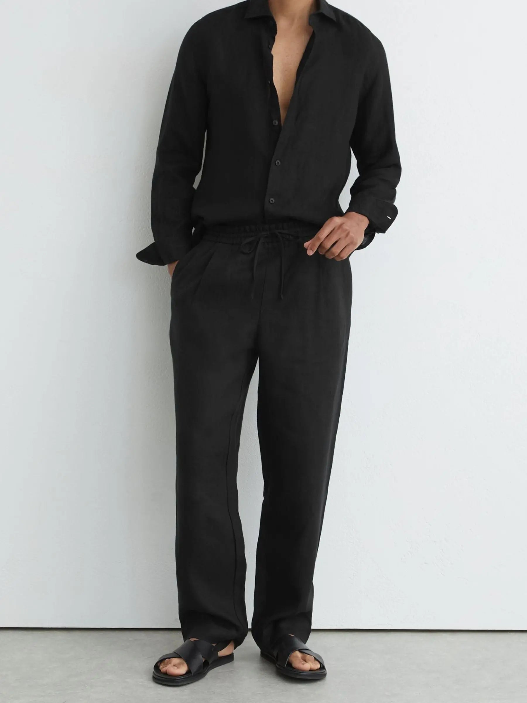 Washed Linen Trousers, Relaxed Fit