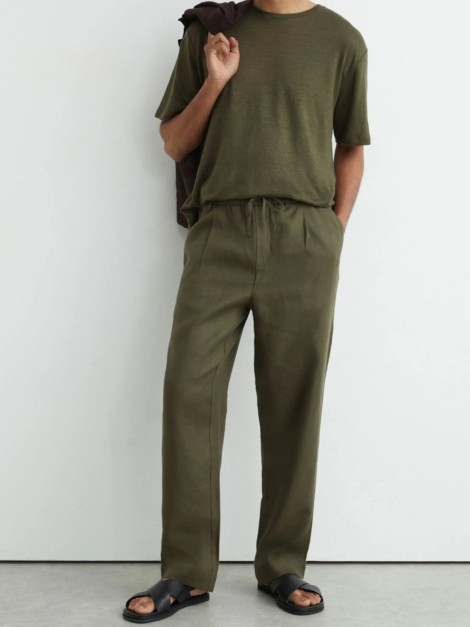 Washed Linen Trousers, Relaxed Fit