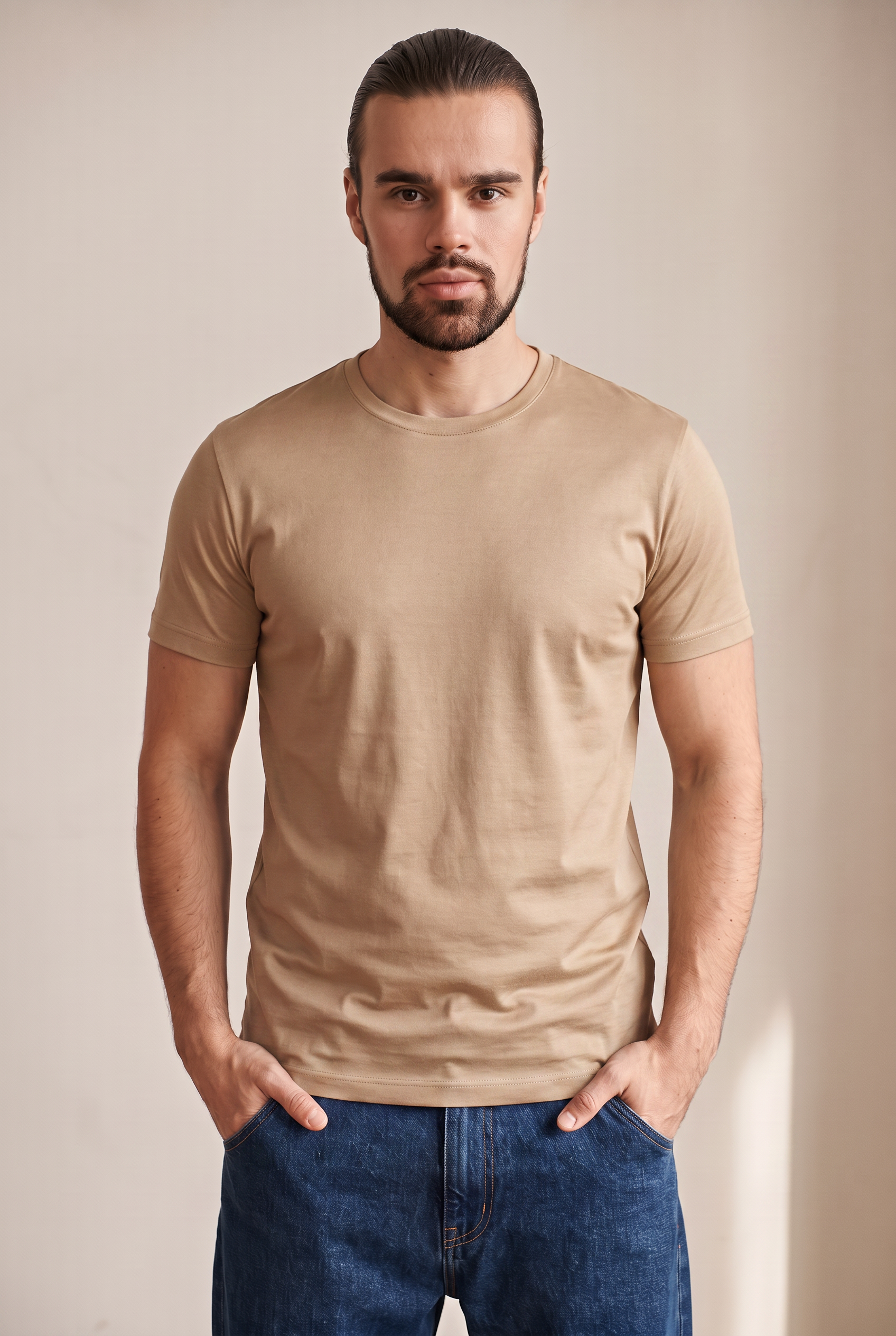Mercerized Cotton Tee - Beige