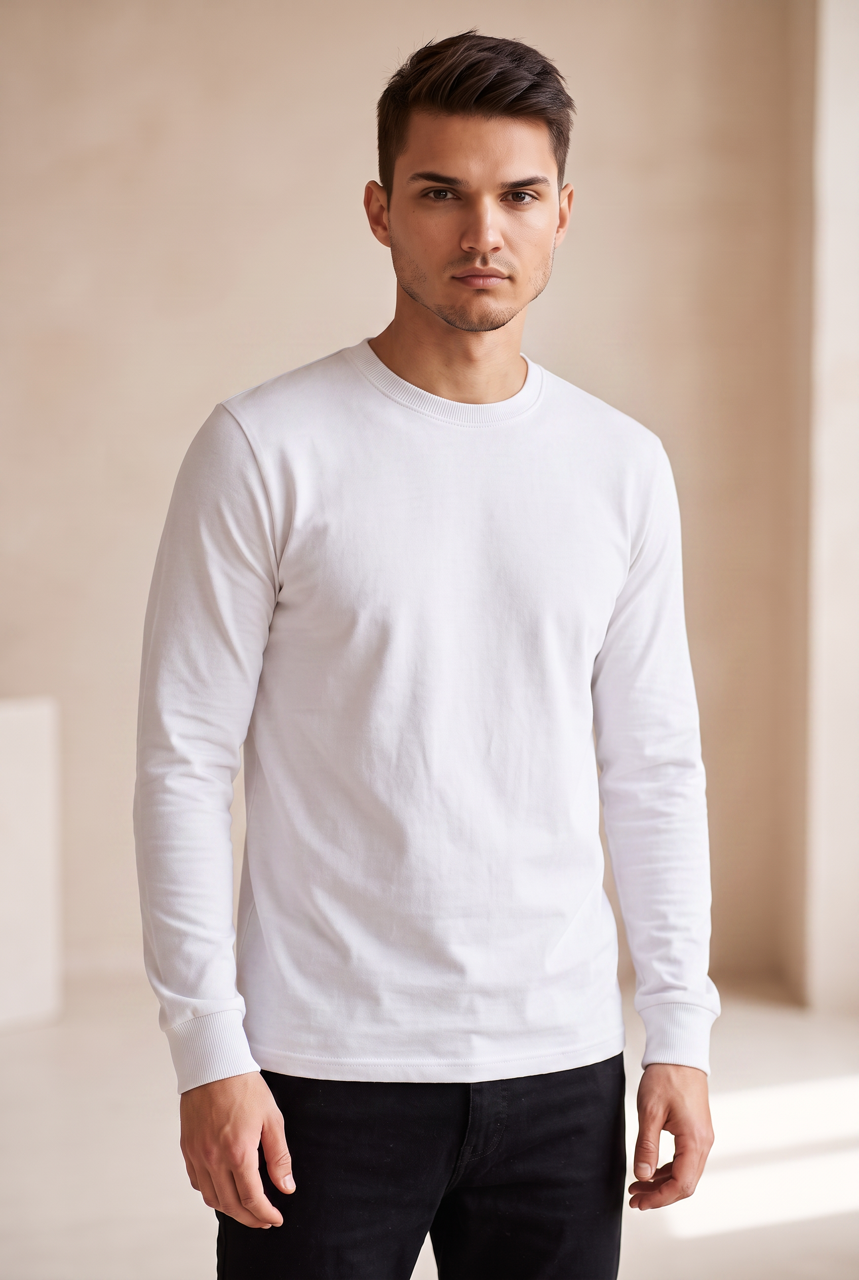 Long-Sleeve Crew - White