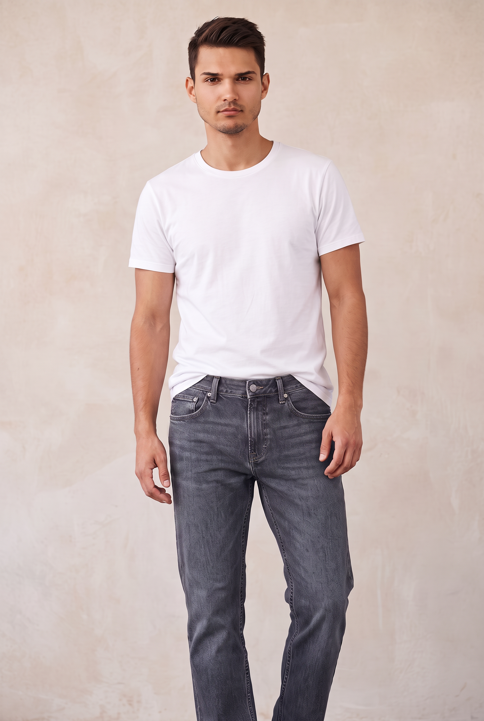 Five-Pocket Straight Jeans - Dark Grey