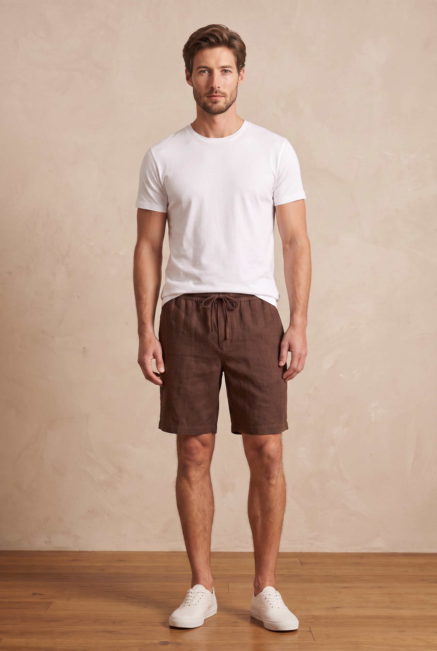 Linen Shorts - Brown
