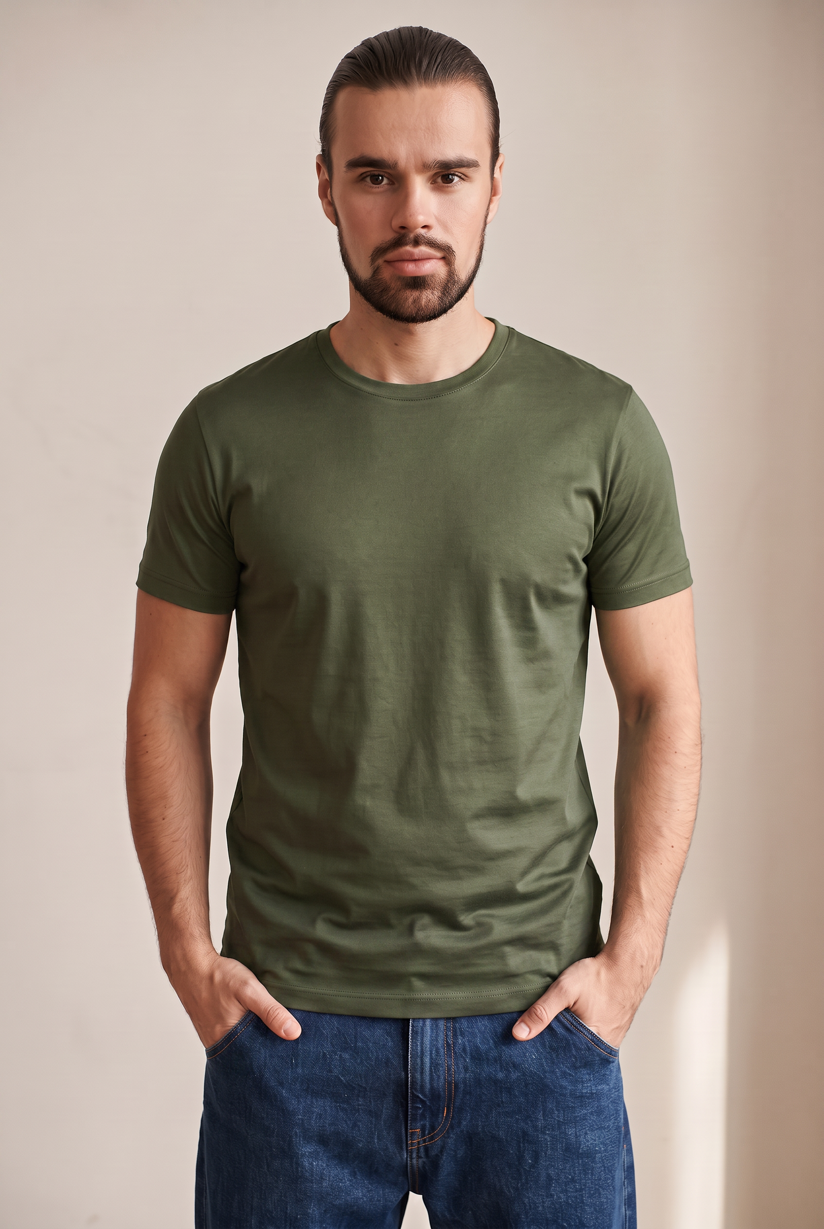 Mercerized Cotton Tee - Military Green