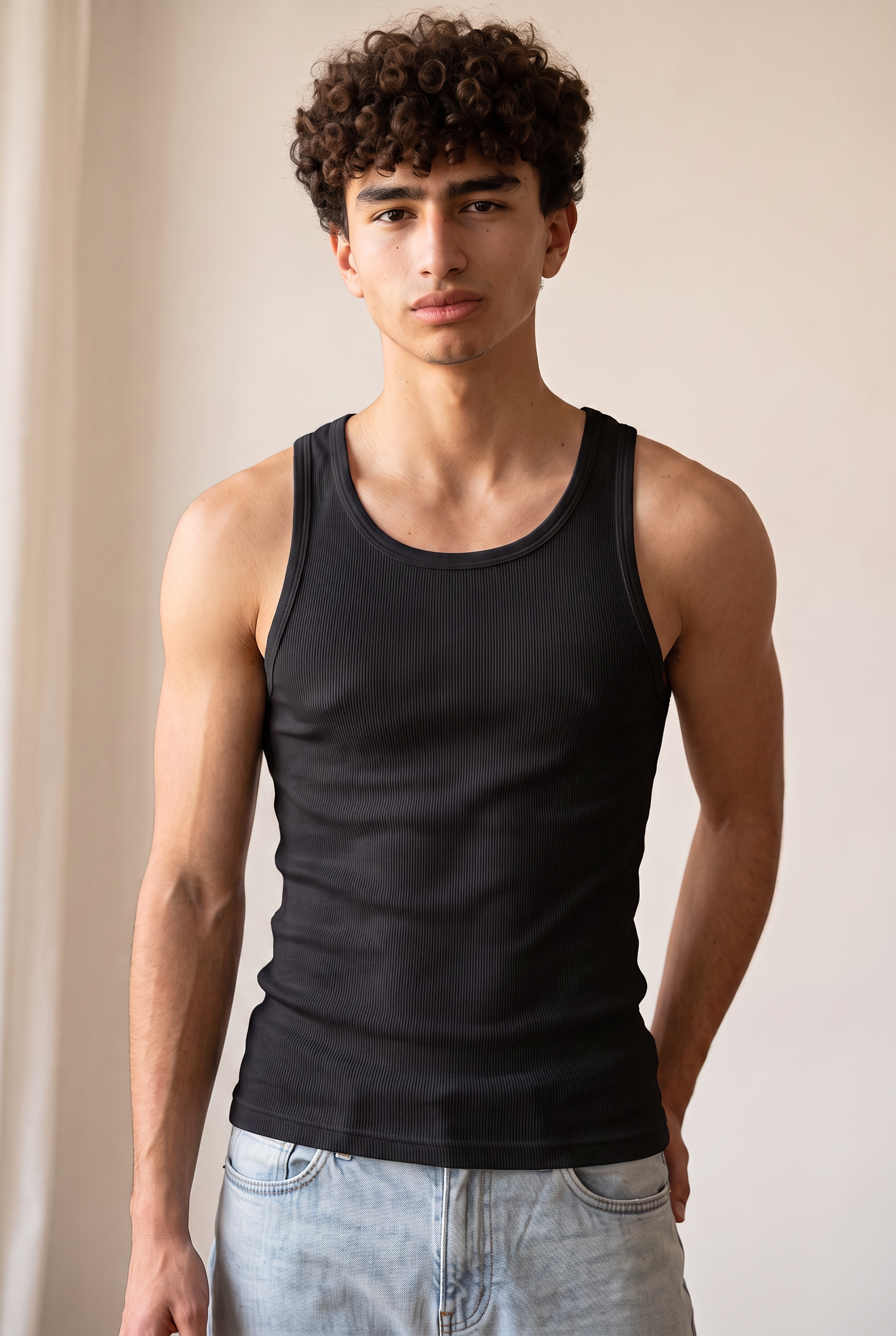 Ribbed Cotton Tank - Black
