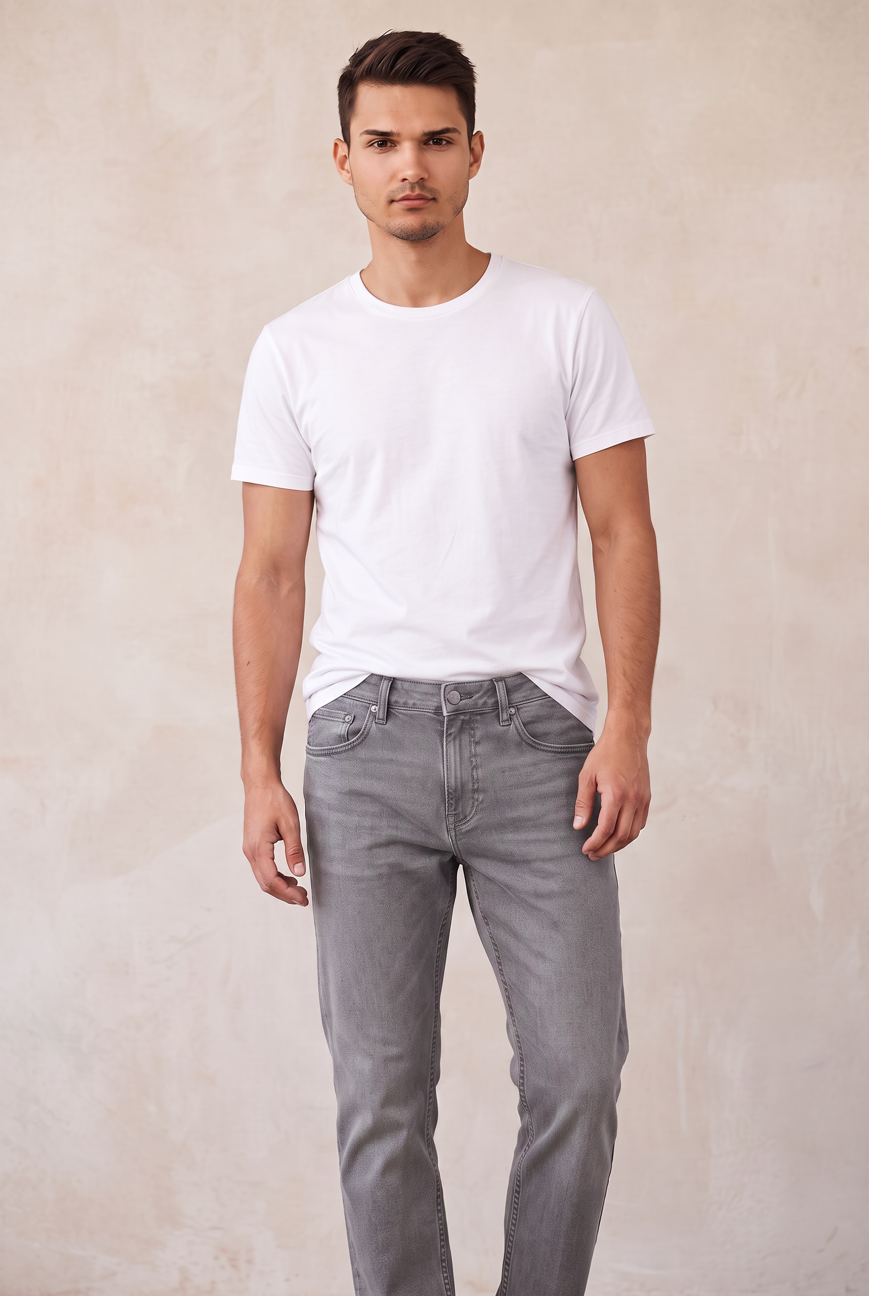 Five-Pocket Straight Jeans - Grey