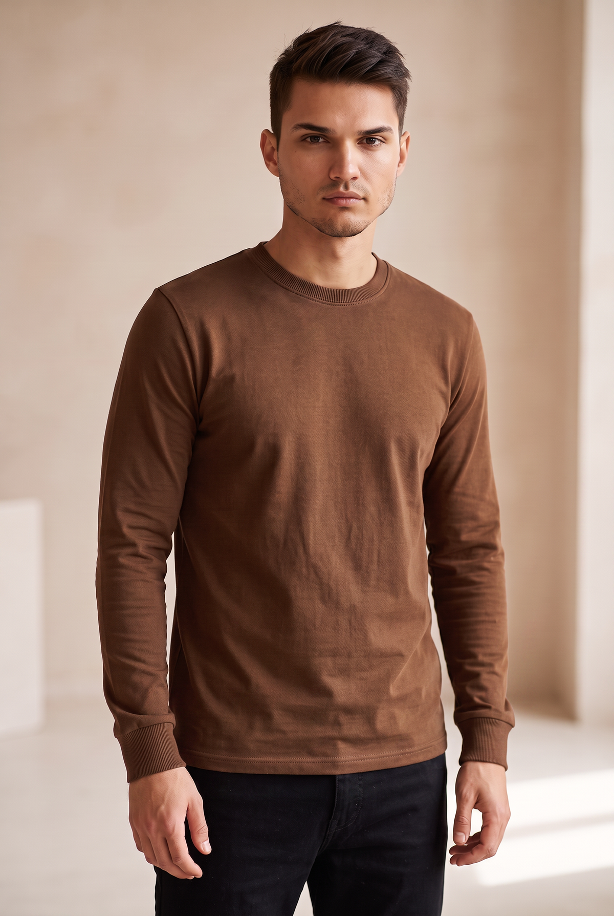 Long-Sleeve Crew - Brown