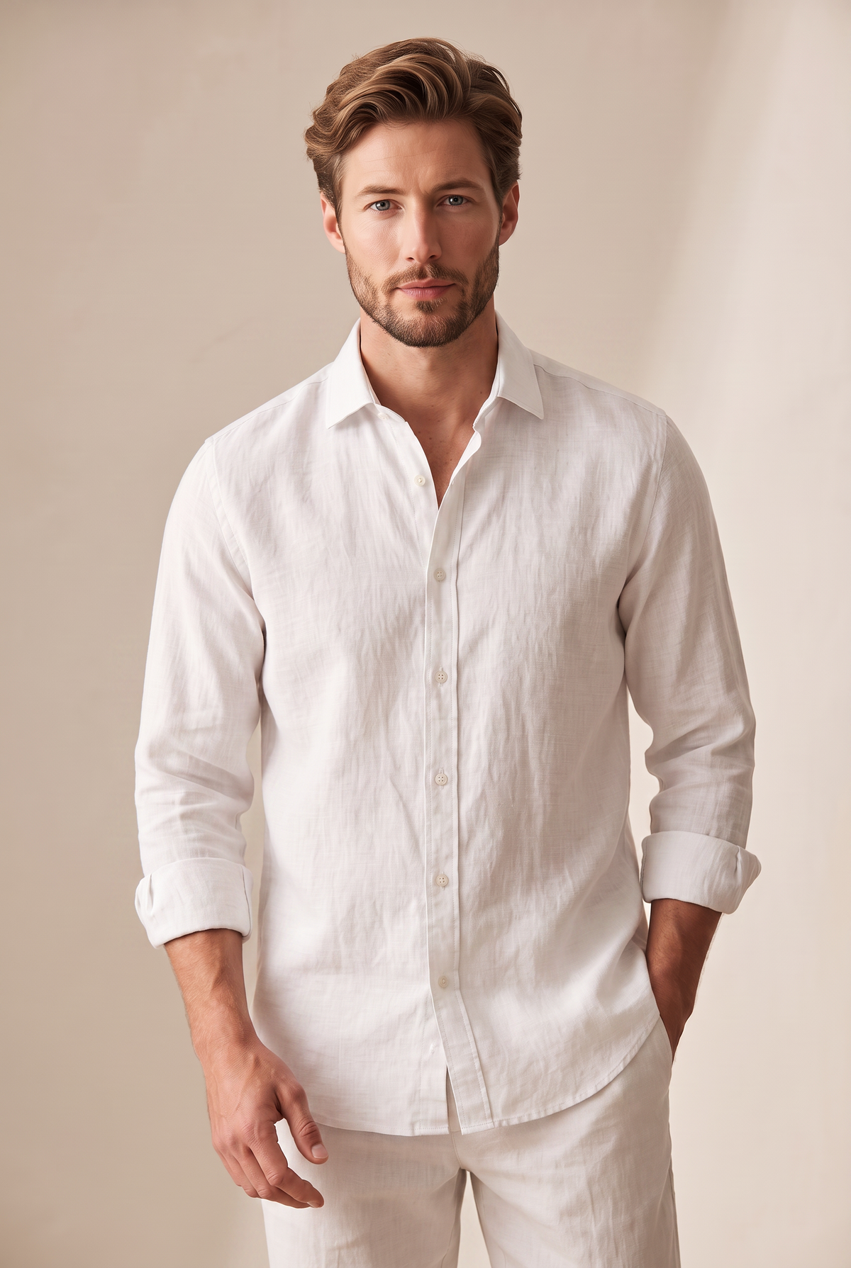 Linen Button-Up - White