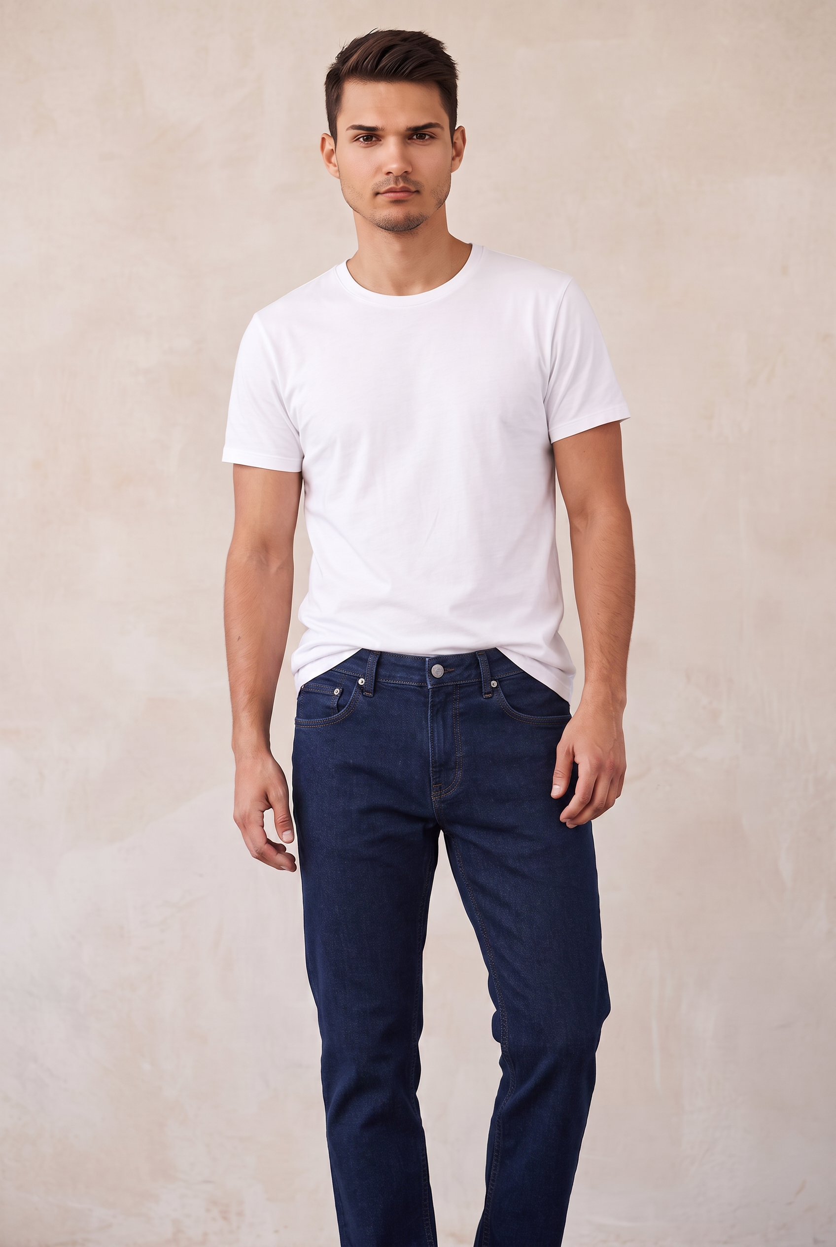 Five-Pocket Straight Jeans - Navy