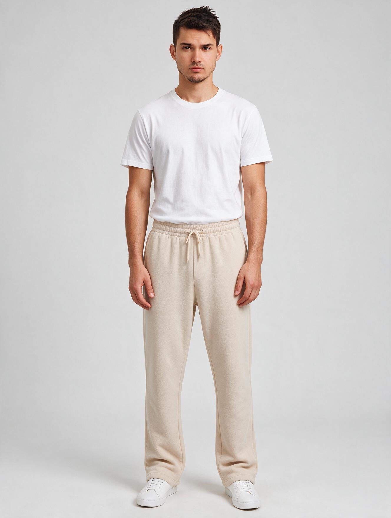 Straight-Leg Sweatpants - Beige - Model
