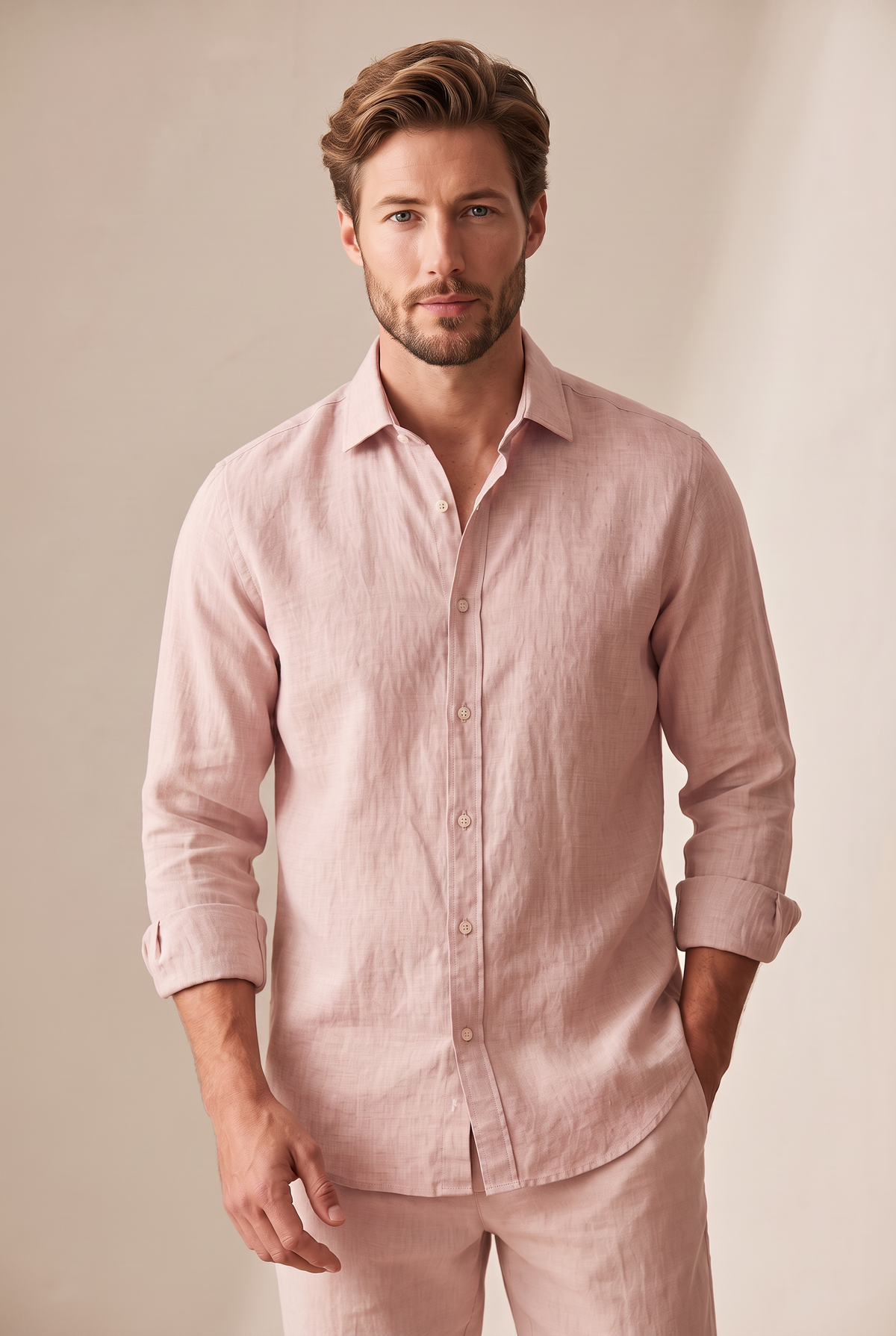Linen Button-Up - Pink