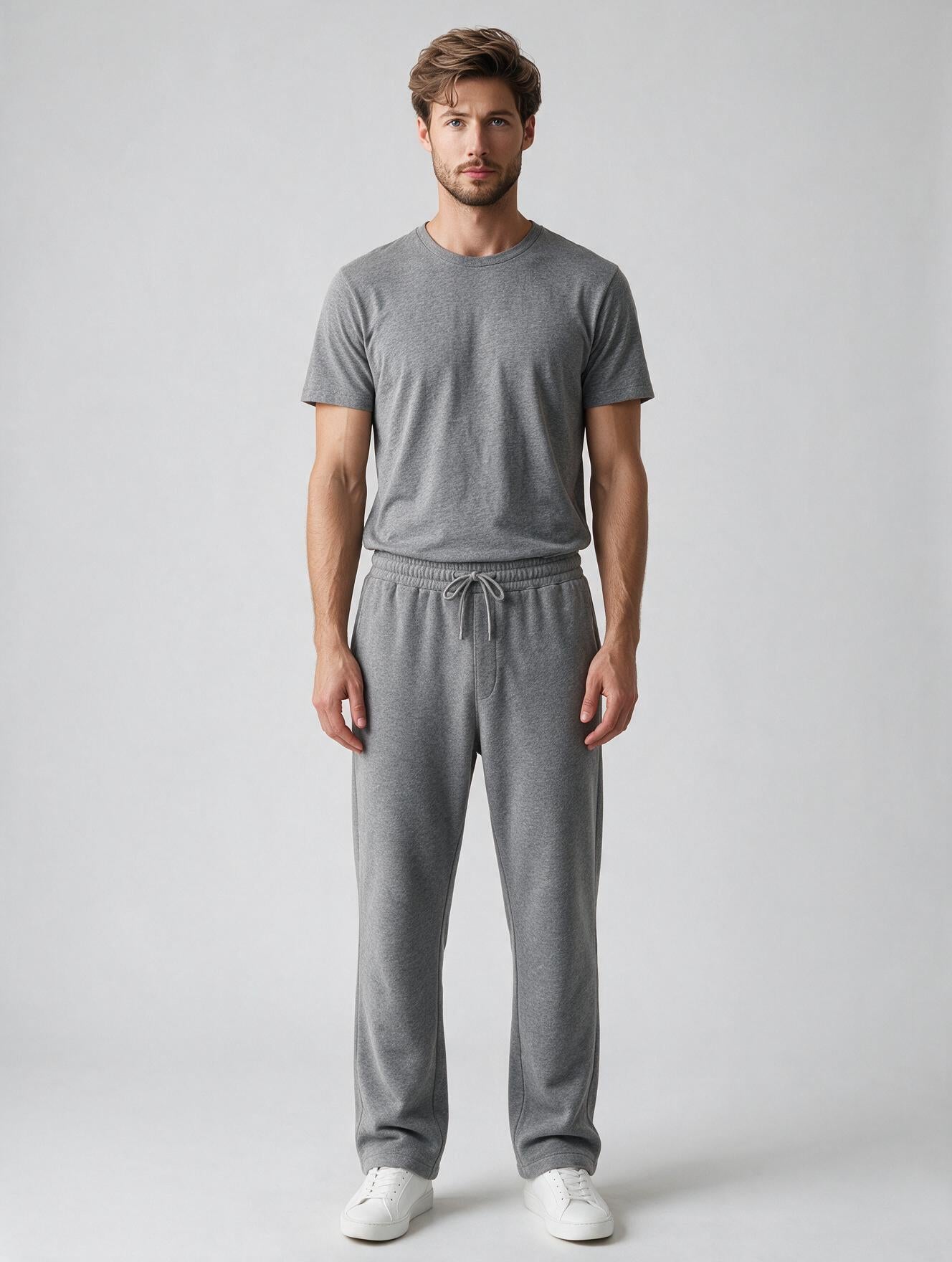 Straight-Leg Sweatpants - Grey - Model