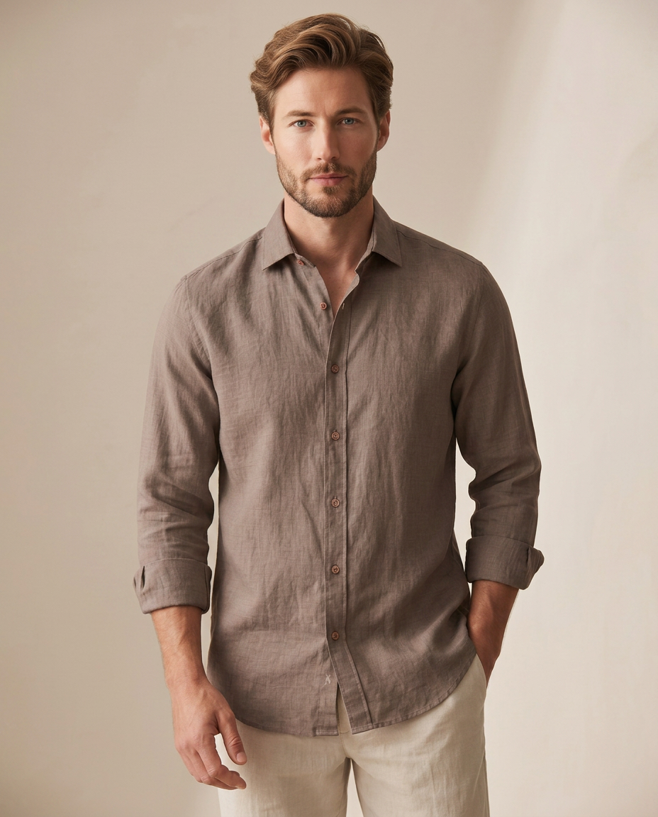 Linen Button-Up - Taupe