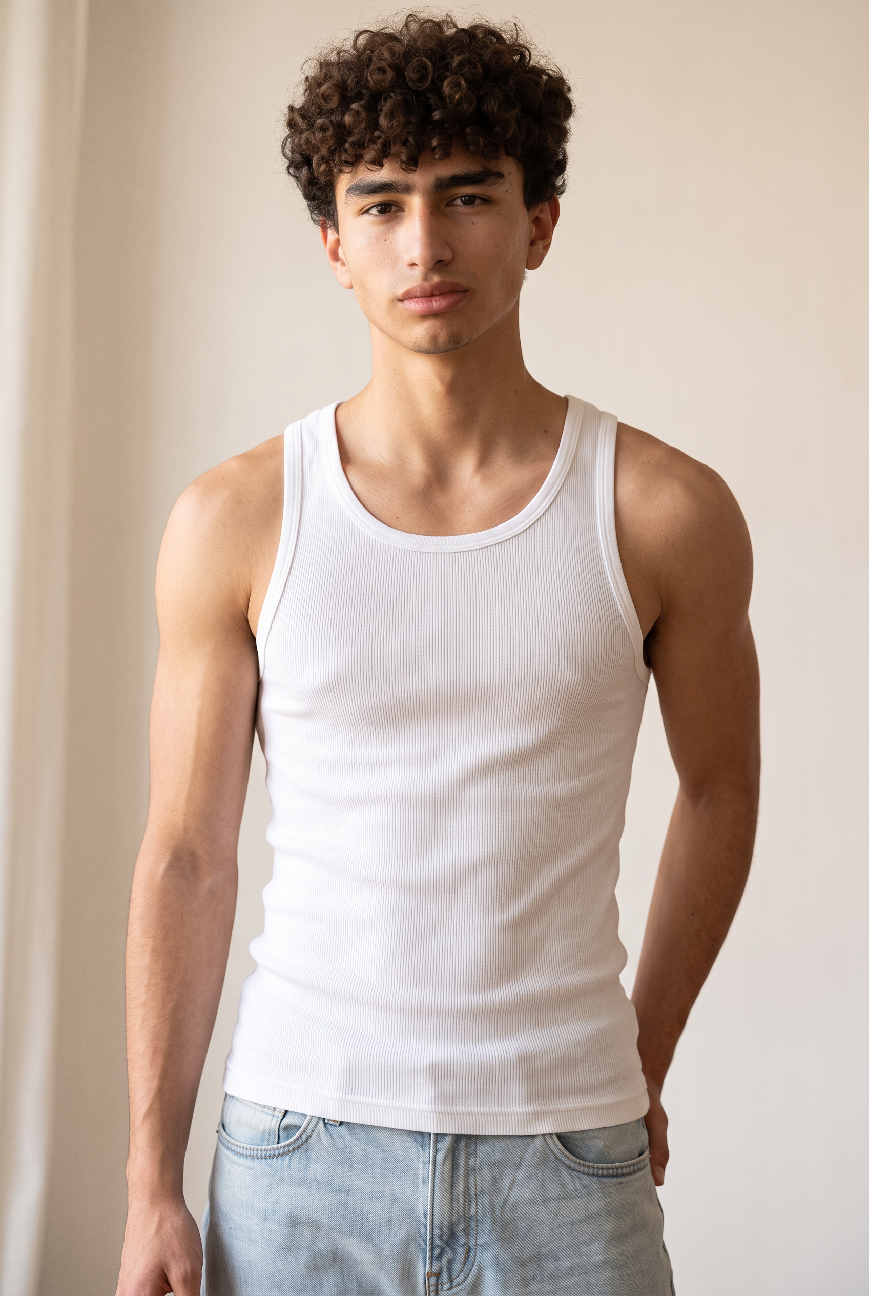 Ribbed Cotton Tank - White