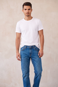 Five-Pocket Straight Jeans - Ocean Blue