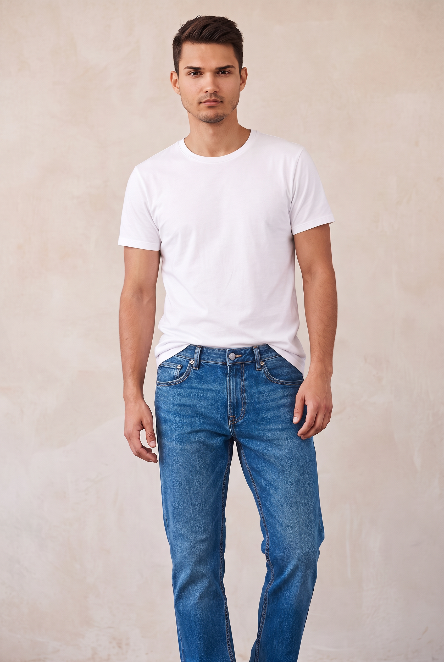 Five-Pocket Straight Jeans - Ocean Blue