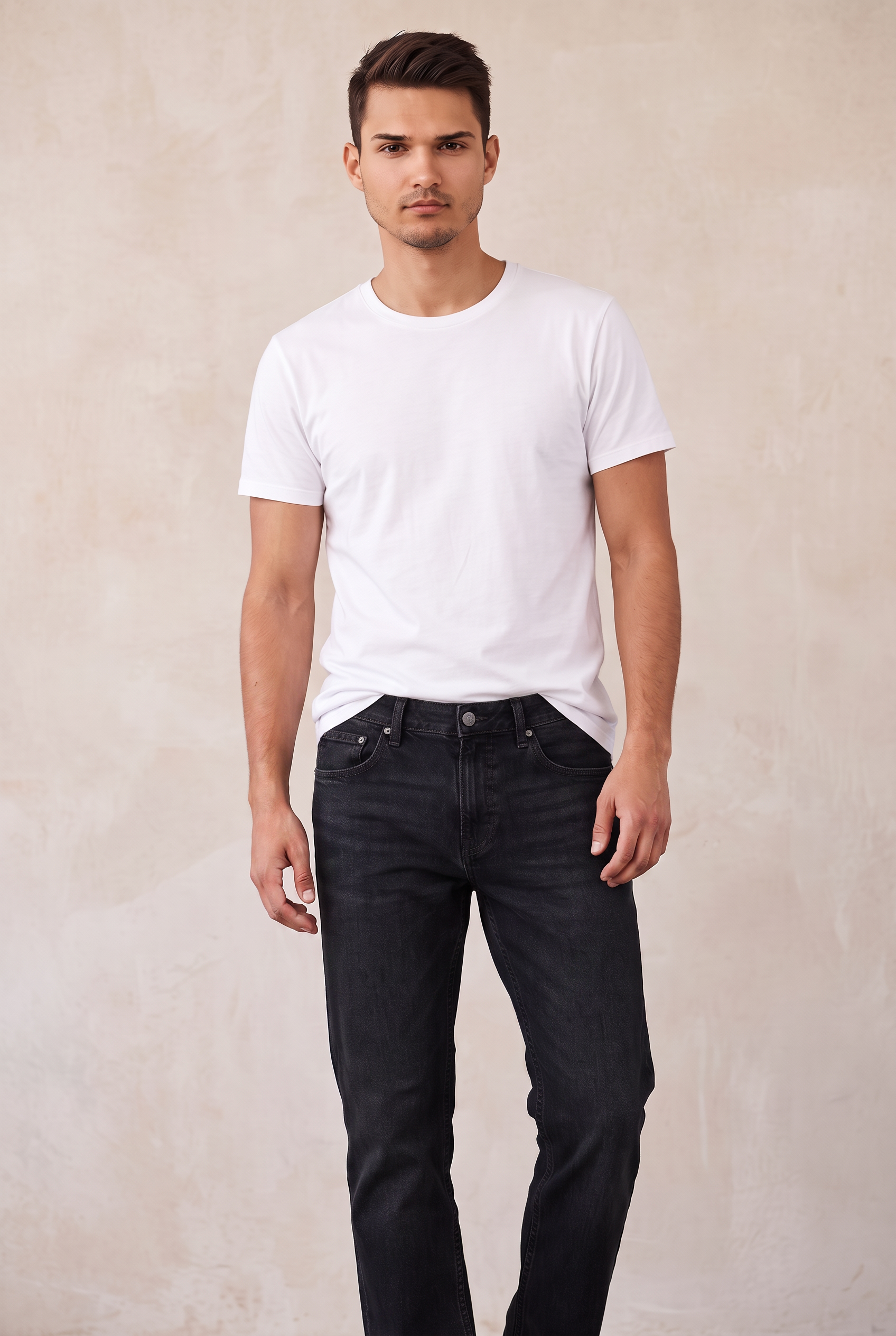 Five-Pocket Straight Jeans - Black