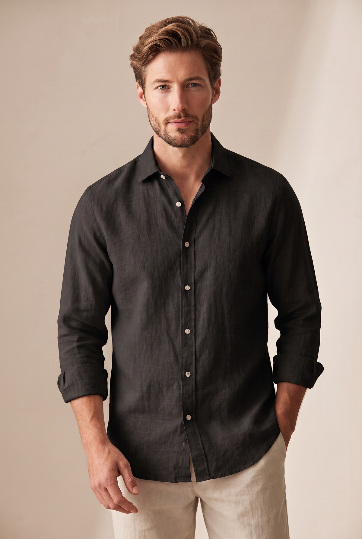 Linen Button-Up - Black