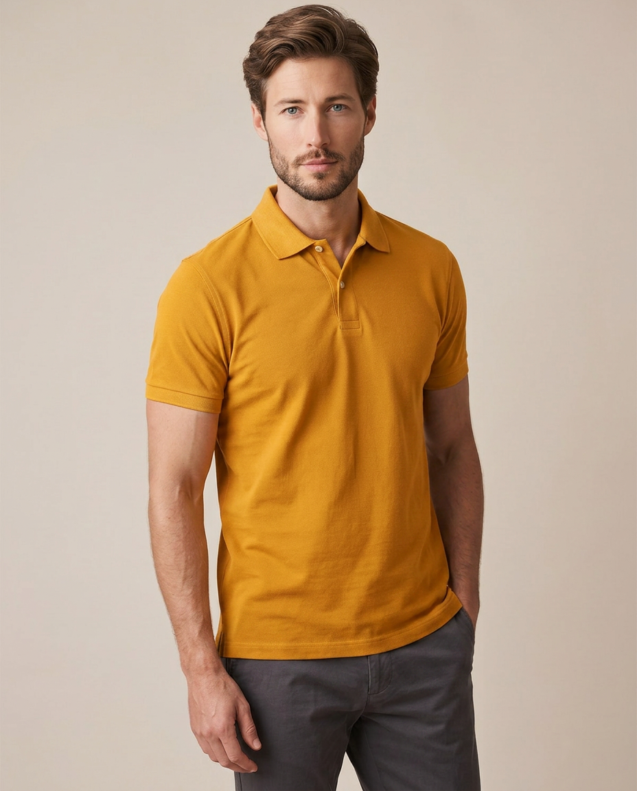 Everyday Cotton Polo - Ochre Yellow