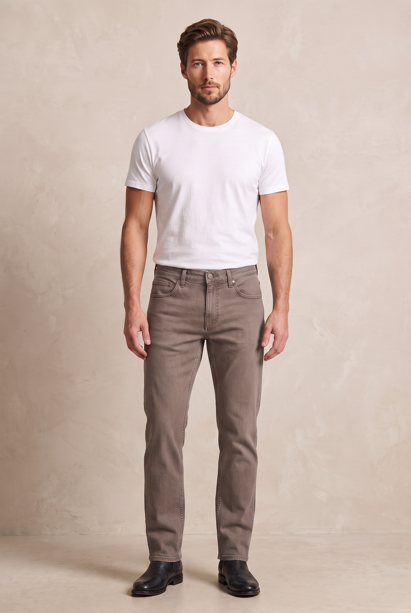 Five-Pocket Colored Denim - Taupe