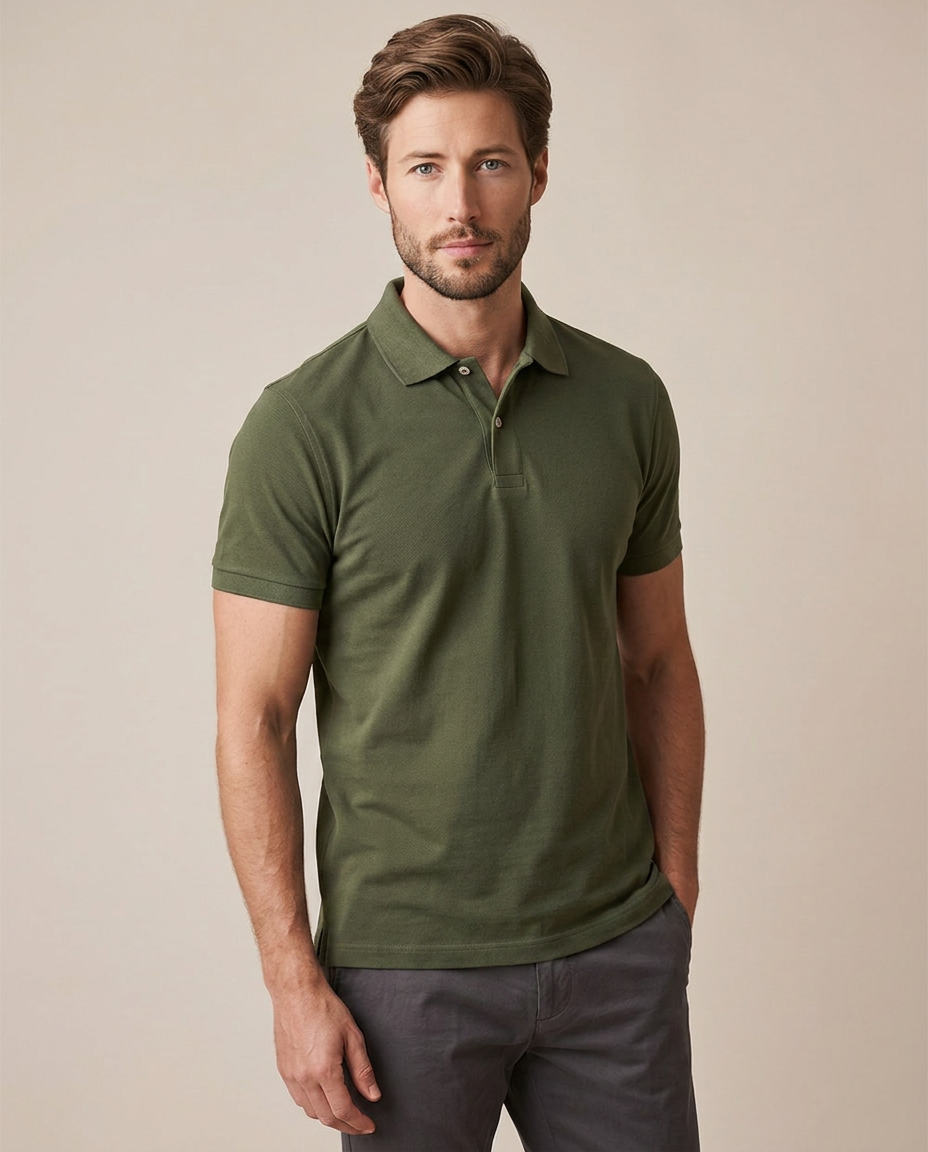 Everyday Cotton Polo - Military Green