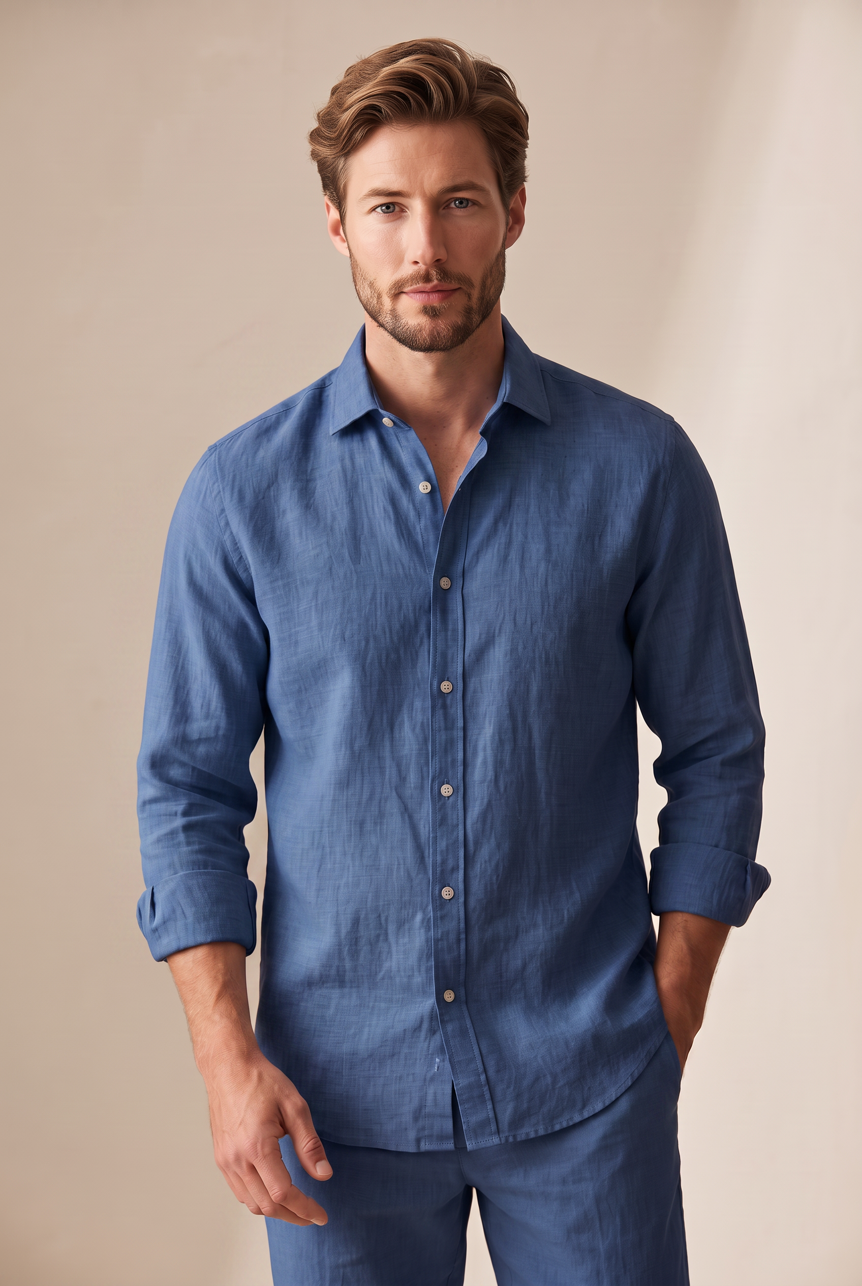 Linen Button-Up - Blue