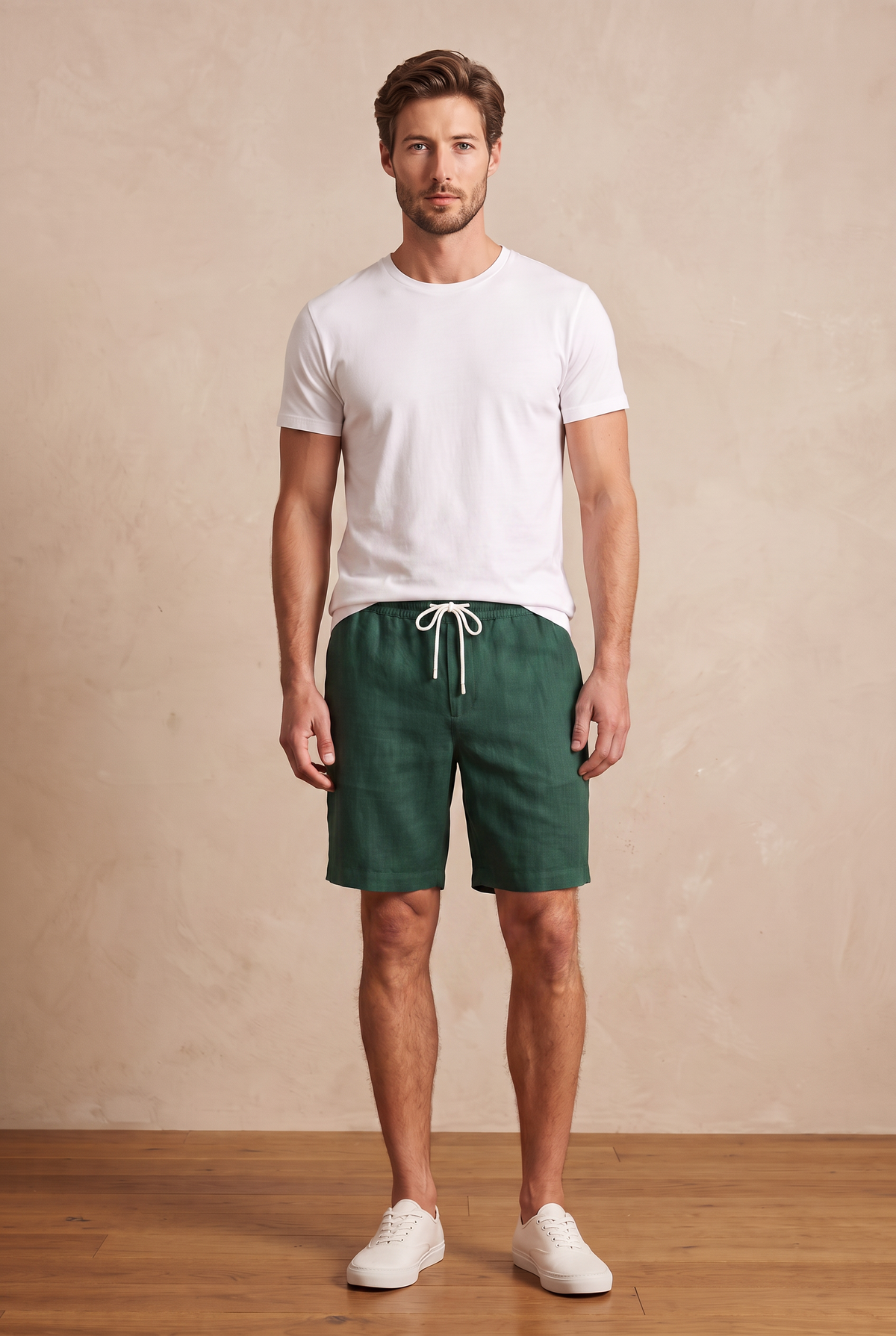 Linen Shorts - Dark Green
