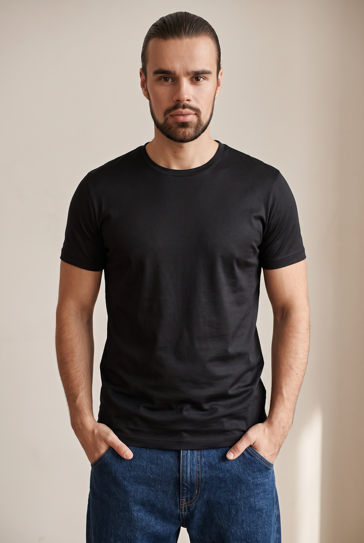 Mercerized Cotton Tee - Black