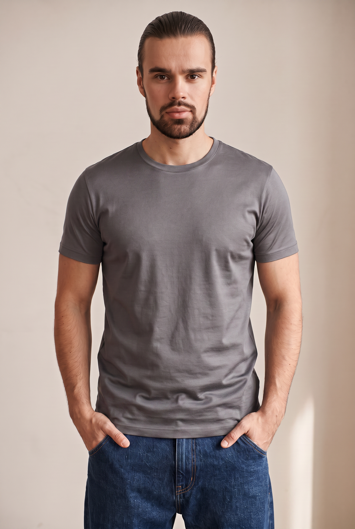 Mercerized Cotton Tee - Gray