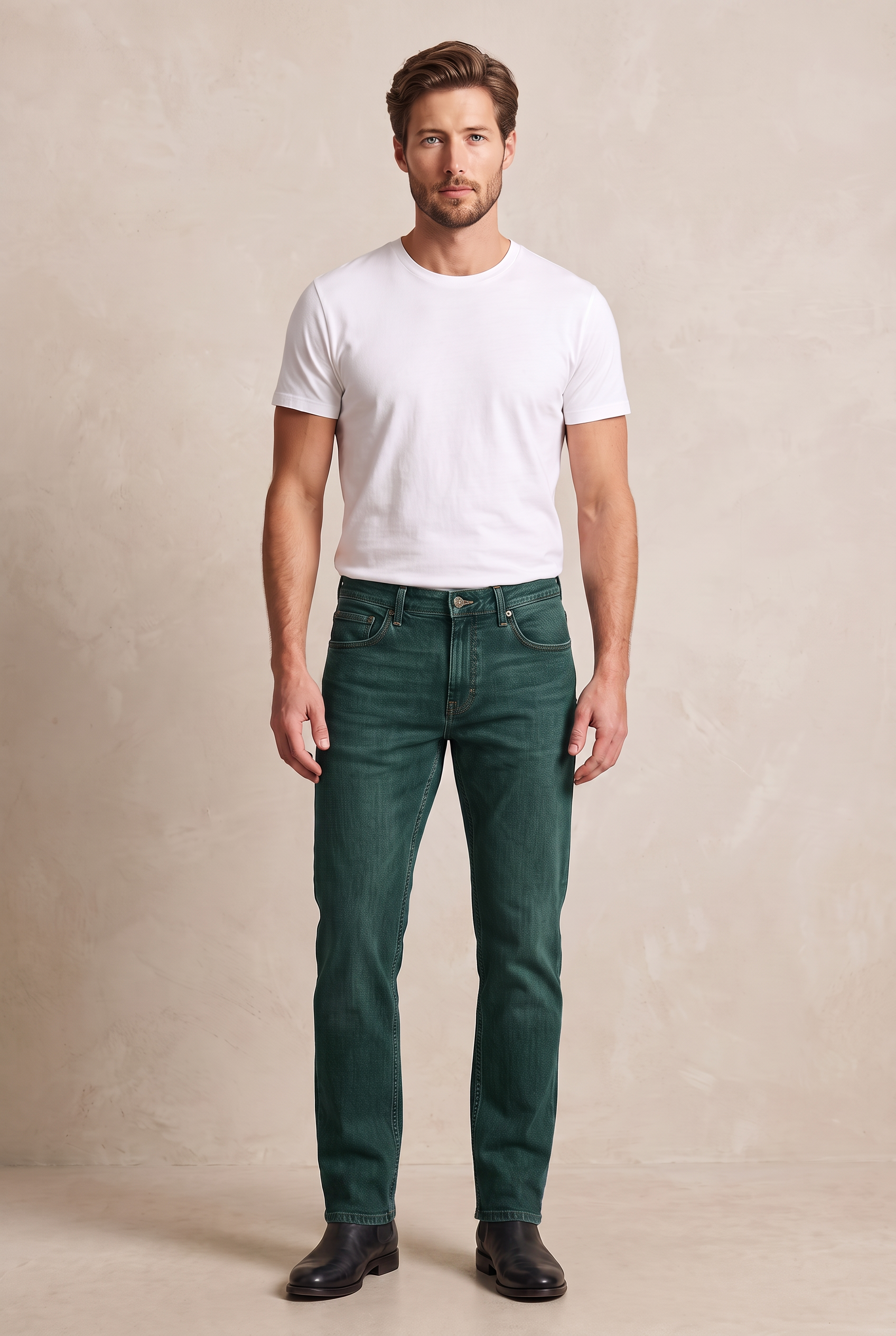 Five-Pocket Colored Denim - Dark Green